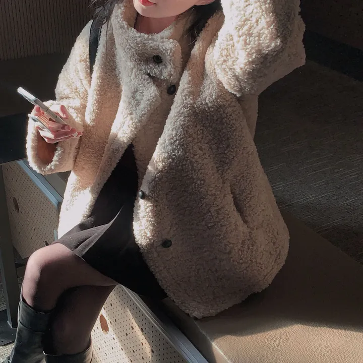 [왕아방핏🤎/주문폭주✨]후회없는 선택,푸들 양털 오버핏 하프 스웨이드 퍼자켓,코트 상세 이미지 15