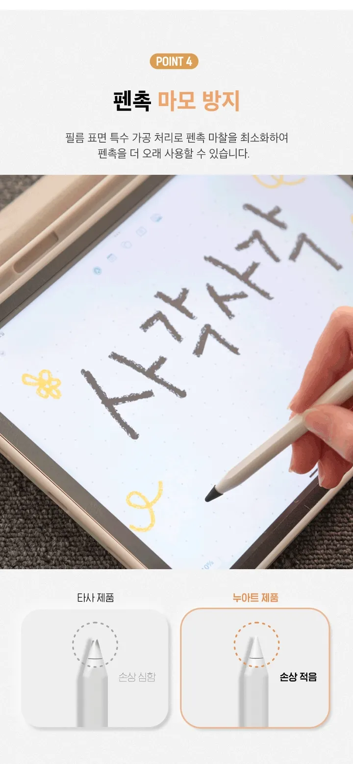 ✏️새학기+스티커증정 신기종 에어 프로 미니 9 8 7 6 5 4 3세대 아이패드 투명 하드 케이스 펜슬수납 종이질감 풀커버 강화유리 필름 펜촉 10.9 11 12.9 13 인치 상세 이미지 25