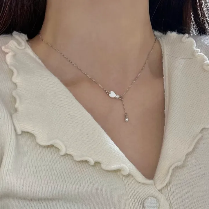 [신상할인]진주 자개 하트 목걸이 상세 이미지 10
