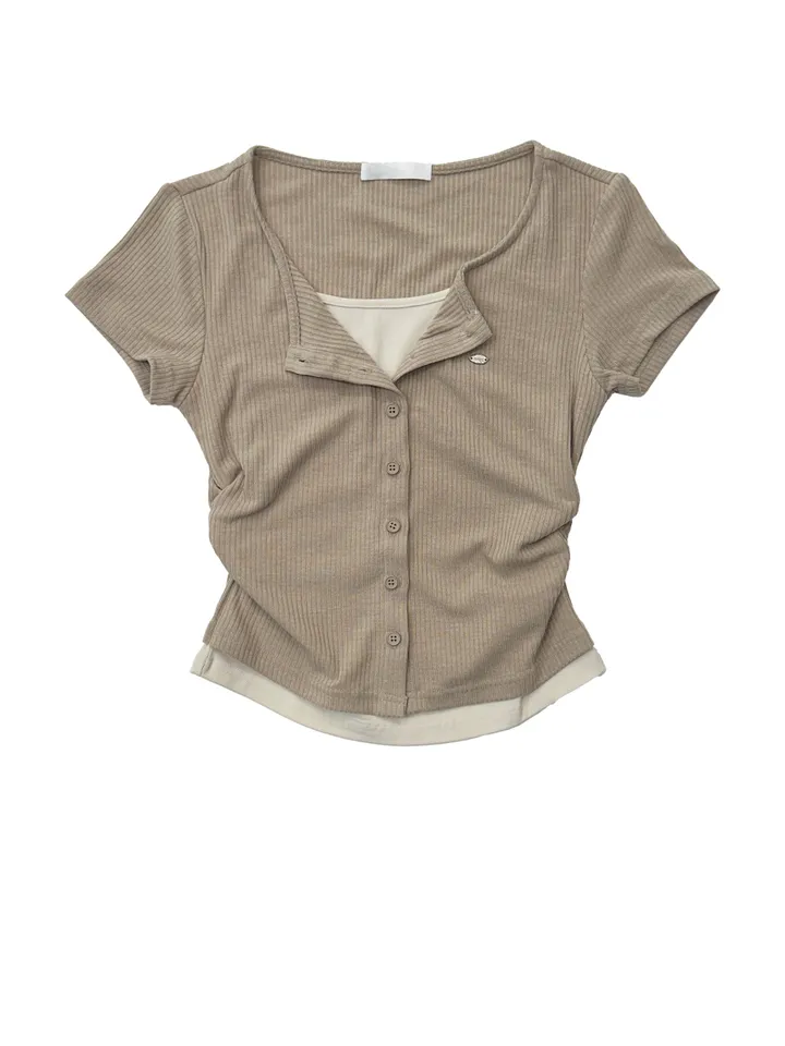 [25 SS신상🍀] Shirring Two Tone Layered Short NT 상세 이미지 7