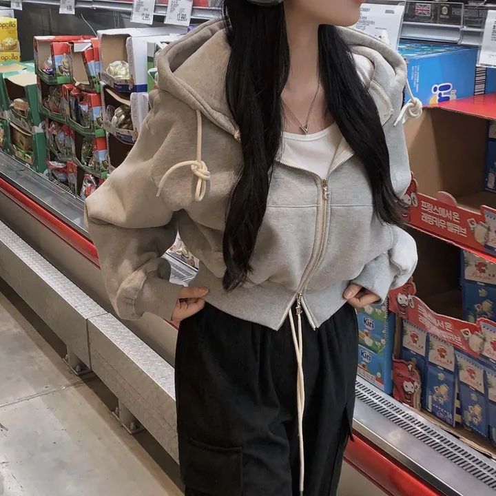 [완전인기✨/백염컬러 당일출고!] 자체제작 크치Made 꿈에 나온 핏, 투웨이 양기모 크롭 후드집업 ver 아우터 자켓 - zipup 상세 이미지 60