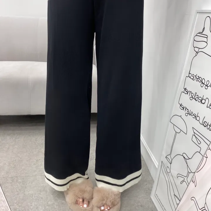 [set/1탄!]배색 니트 반팔 롱 와이드 팬츠 투피스 트레이닝 세트 2color 상세 이미지 14
