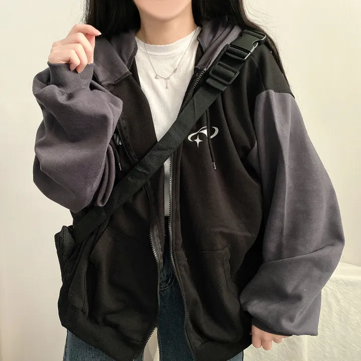 봄가을*[예쁜/스트릿!] 찰떡오버핏, 블리드 배색 투웨이 후드집업 3color 상세 이미지 7