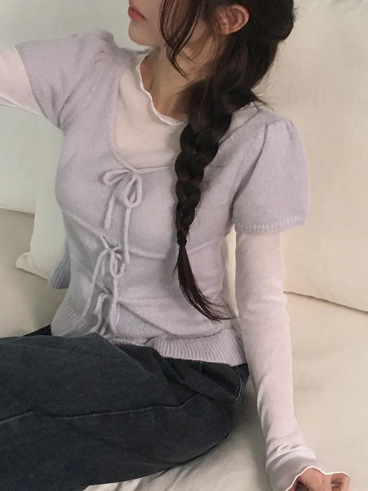 [여리색감/레이어드티] 다린 보트넥 물결 프릴 시스루 긴팔 티셔츠 4colors 상세 이미지 16
