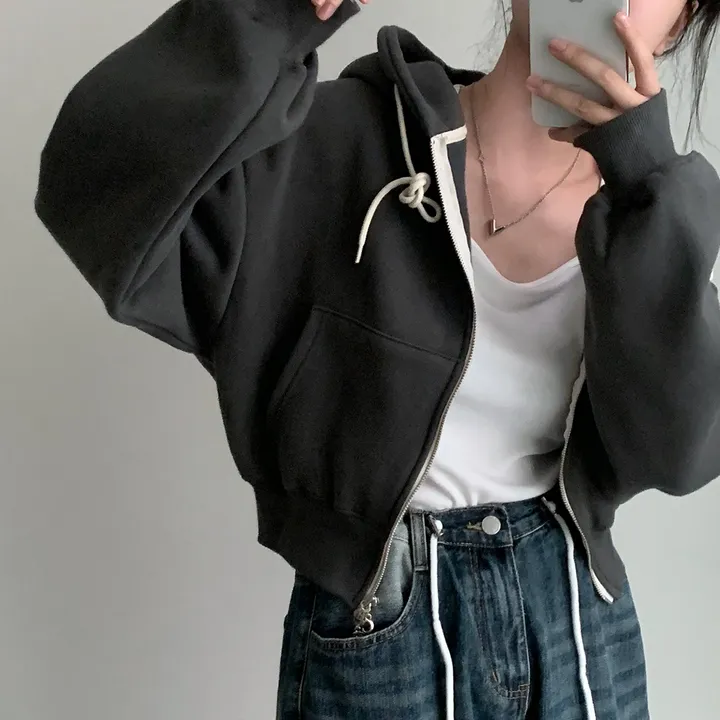 [완전인기✨/백염컬러 당일출고!] 자체제작 크치Made 꿈에 나온 핏, 투웨이 양기모 크롭 후드집업 ver 아우터 자켓 - zipup 상세 이미지 208