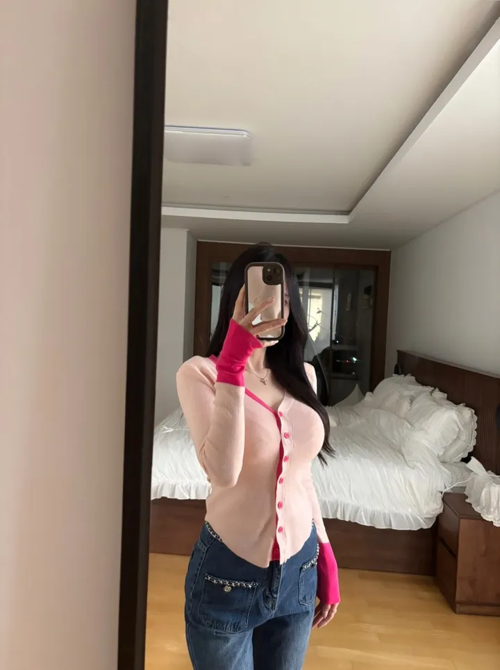 [high-quality] 사장강추/어깨패드 브이넥 배색 슬림 가디건 (4color) 상세 이미지 17