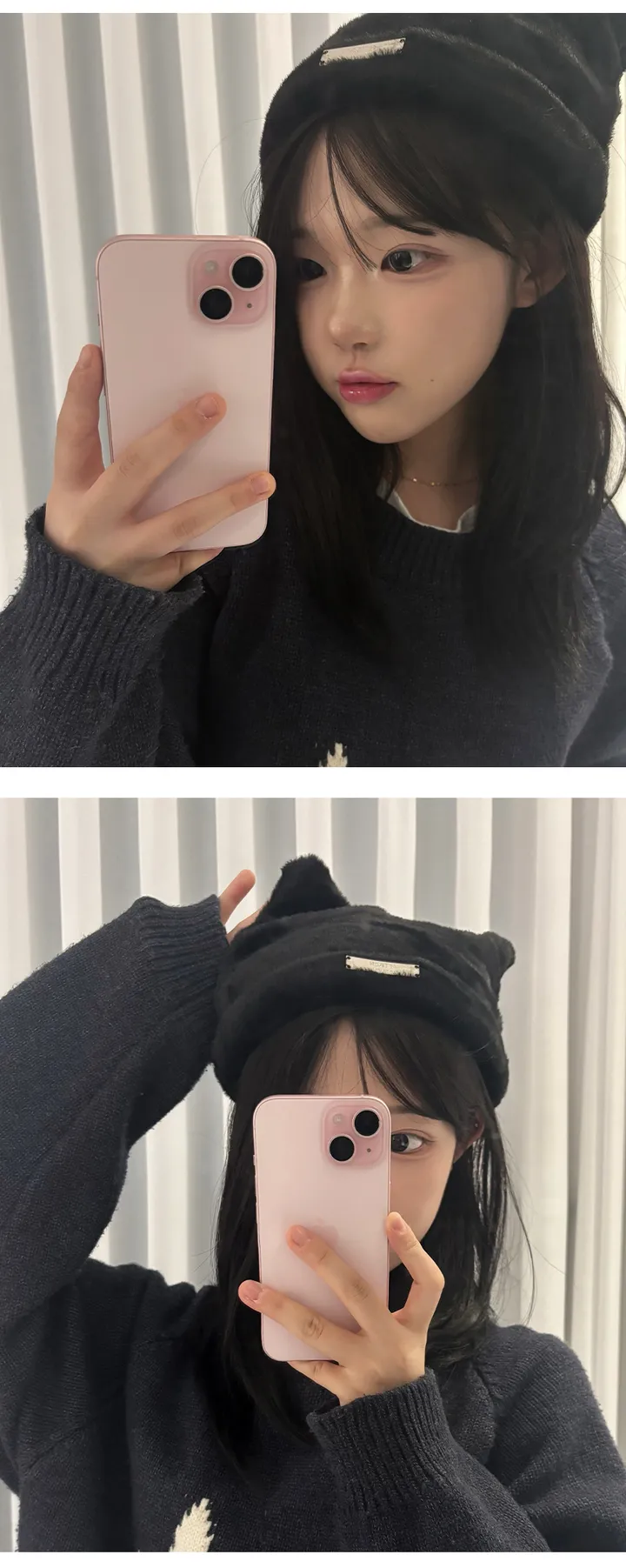 [최저가/고양이/당일🚀] 쫑긋 고양이 냥이 겨울 귀 비니 모자 고양이비니 곰돌이비니 방한 밍크 털모자 상세 이미지 19