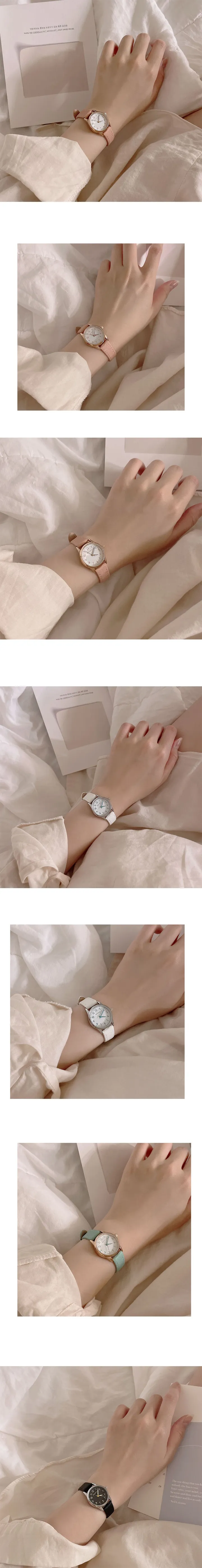 리얼소가죽 뮤트 원형 손목시계 *Dielly 상세 이미지 3