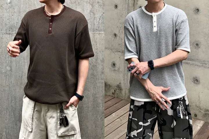 【KOOLOSET】[Plan]Waffle Henley Neck Ringer Half Sleeve The Waffle Long-Sleeve Henley Bone – Everlane