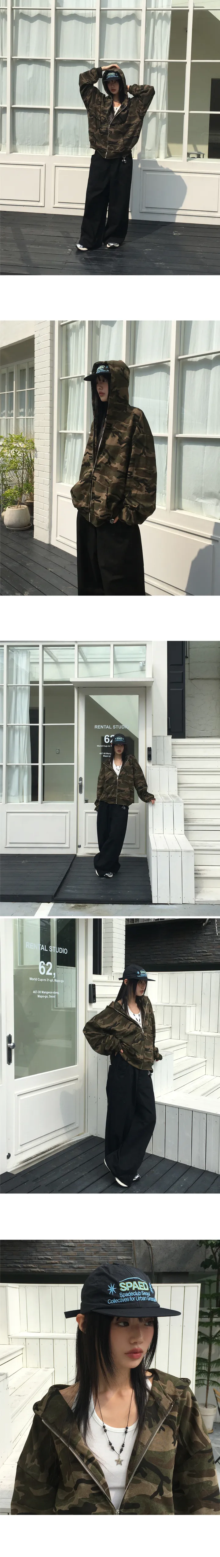체보 밀리터리 카모 오버핏 후드 집업 상세 이미지 8
