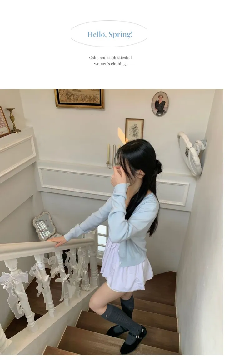 팔뚝살부각X /팬던트 가디건 봄가디건 세미크롭 크롭 니트 가디건 상세 이미지 15