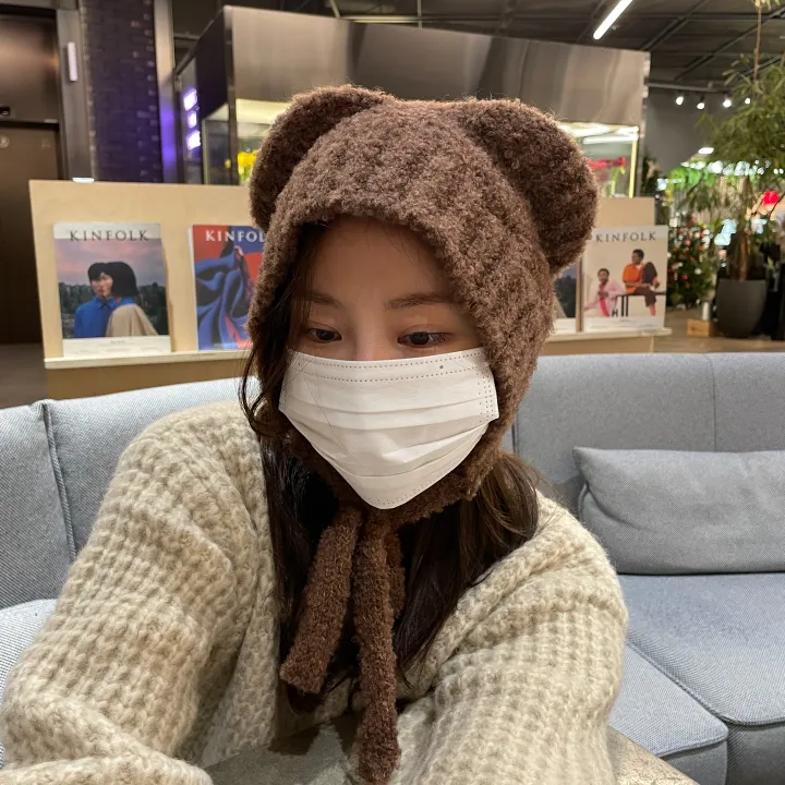 🚚당일발송🚚  제리 뽀글이 니트 보넷 후드넥 모자 워머 상세 이미지 1