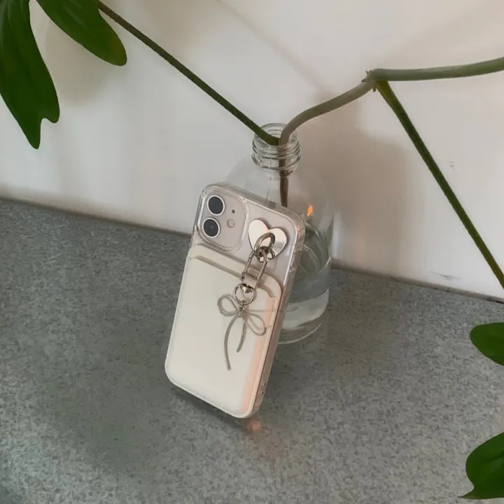 [리뷰최고🎀/풀세트] 발레코어 실버 메탈 리본 맥세이프 하드 케이스 세트 Ballet silver metal ribbon mac safe case set 상세 이미지 4