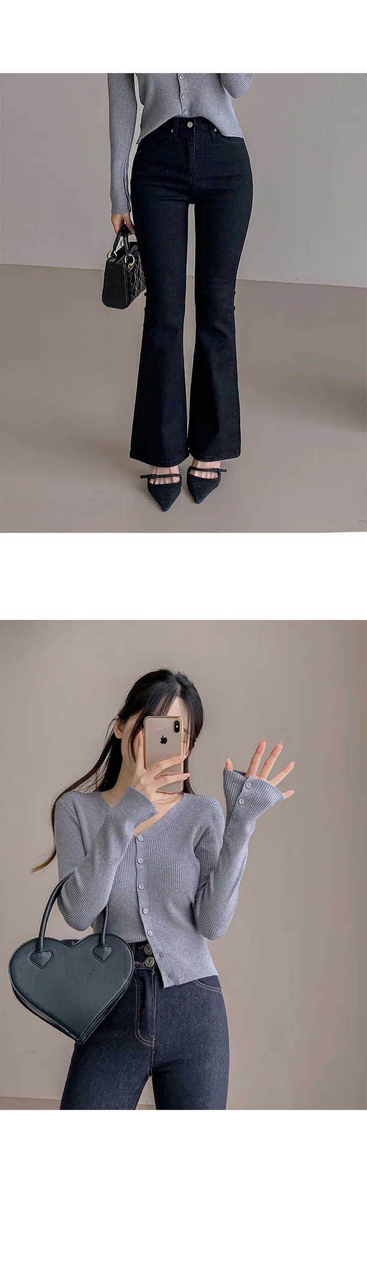 [소매단추/여리핏메이커🌺] 뉴비엔 브이넥 골지 슬림 긴팔 버튼 니트 가디건 상세 이미지 14