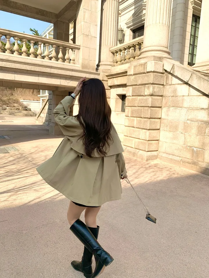 [*주문폭주!!/당일발송*] 파리 트렌치 케이프 하프코트 트렌치코트 트렌치하프 하프트렌치 코트 봄아우터 봄트렌치 절개트렌치 (1color) 상세 이미지 18