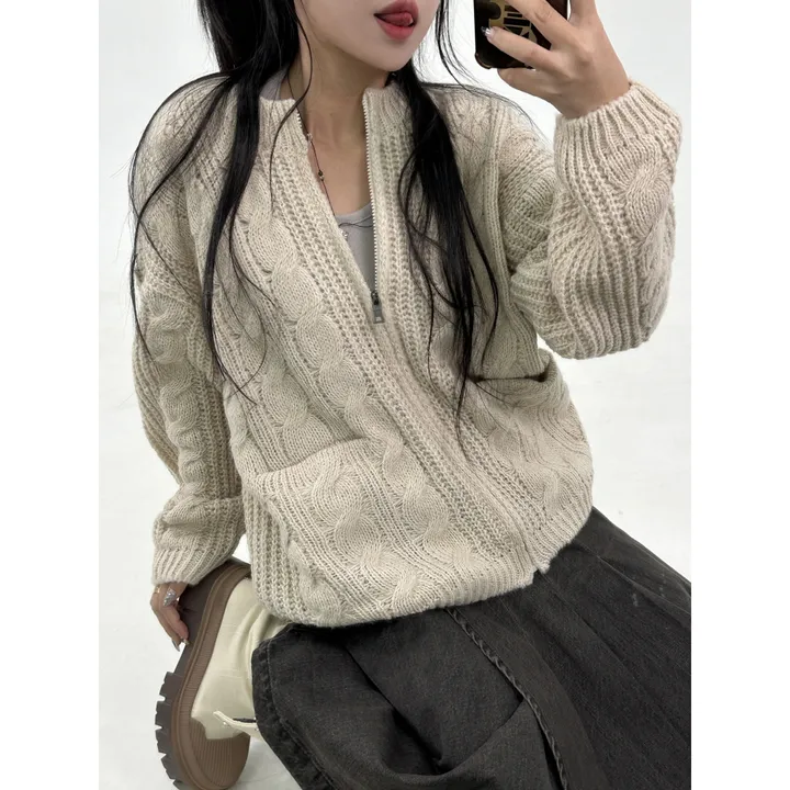 코지 러블리 포켓 포인트 케이블 니트 집업(4color/3-5일 여유주문) 상세 이미지 3