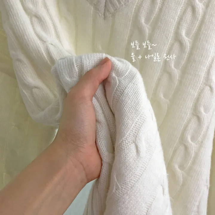 [컬러믹스,봄] 루즈핏 꽈배기 니트 / 봄가을, 매일입는 스프링 케이블 울니트 / 보카시 브이넥 오버핏 긴팔티 상세 이미지 59