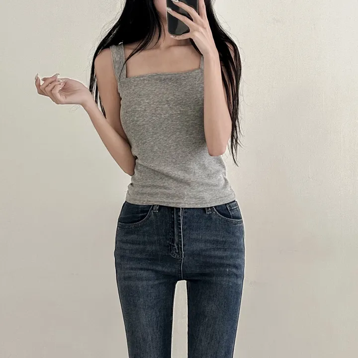 당일 출고🚀속옷끈 노출X💕핏보장 🔥 부유방 소멸❌ 비슬림핏 스퀘어 나시 이너템 끈 체형커버 쫀쫀 스판 슬리브리스 (화이트, 그레이, 블랙) 3color 상세 이미지 28