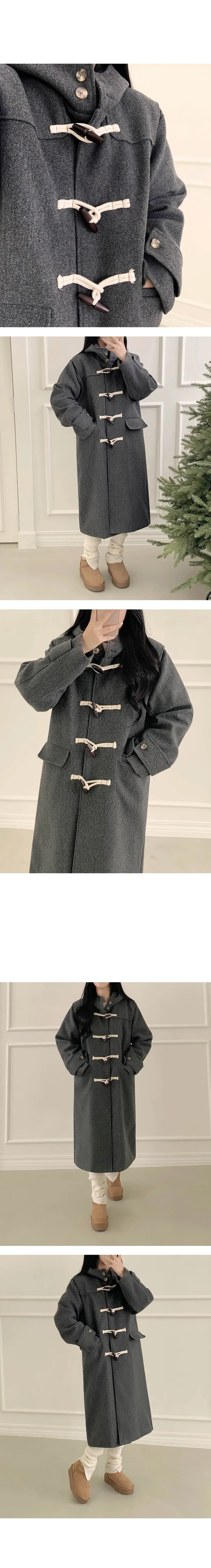 [MADE/울50%+누빔안감] 남녀공용, 라떼 후드 떡볶이 더플 롱코트(3 colors) 상세 이미지 18