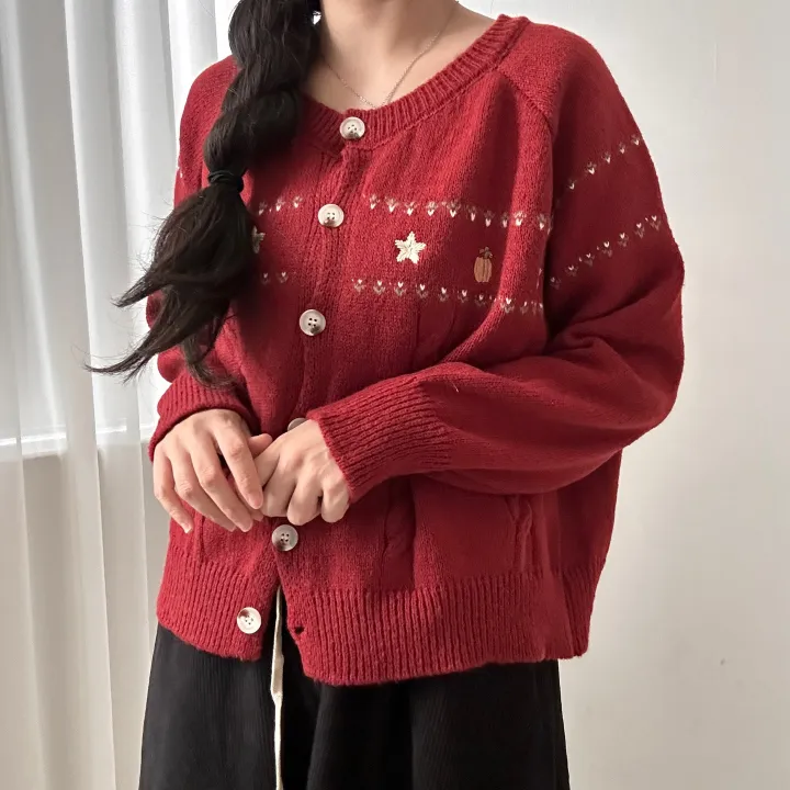 [여리핏✨/모리룩] 고퀄 저렴이❌ 별별 빈티지 자수 라운드 긴팔 니트 가디건 -3color 봄 가을 겨울 데일리 데이트 꾸안꾸 캐주얼 유니크 힙 학생 여행 상세 이미지 23