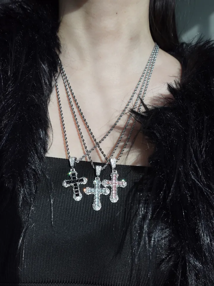 [s.steel/3color] bold cubic cross necklace | 볼드 큐빅 십자가 목걸이 상세 이미지 13