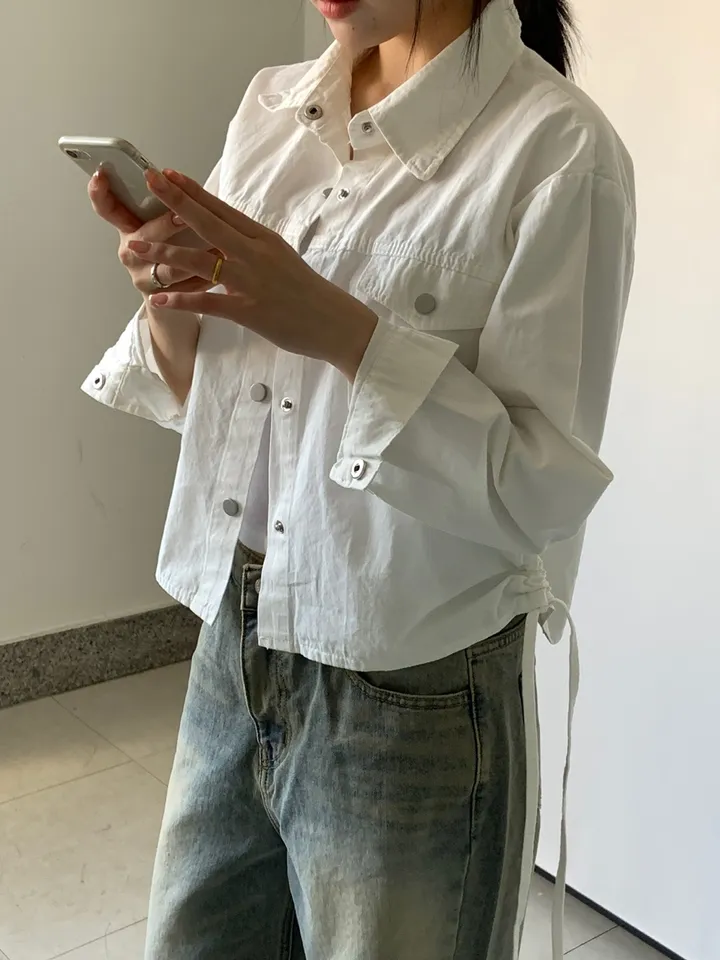 버튼 사이드 셔링 스트링 셔츠 자켓 상세 이미지 8