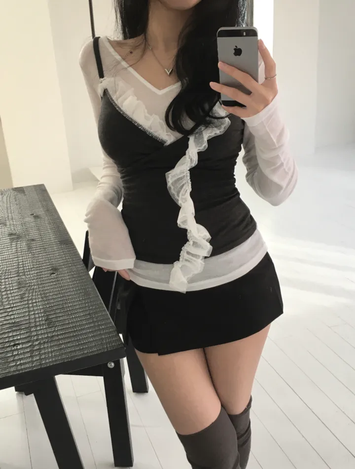 [*feminine🤍] 로제 레이스 랩 나시 lace sv - 3 color 상세 이미지 48