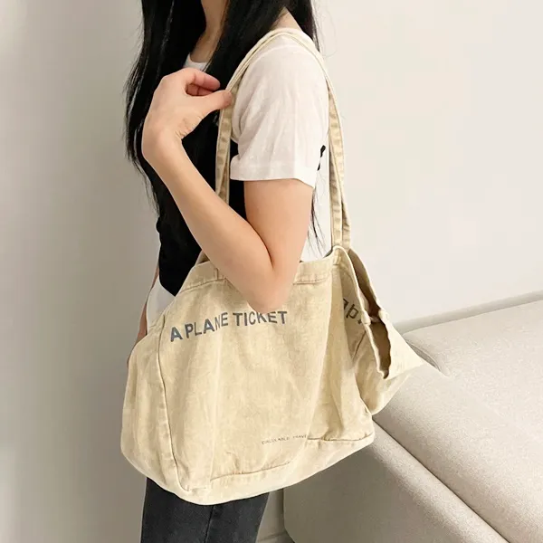 데님 레터링 빈티지 에코백 상세 이미지 27