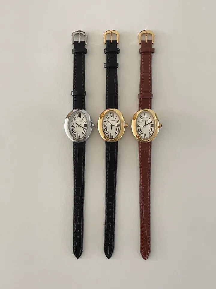 여성용 여자 클래식 타원 가죽 손목 시계 3color 상세 이미지 2