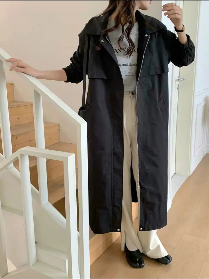 쫄벨트트렌치코트, 가을롱코트, 바라리,후드스트링, 캐쥬얼 상세 이미지 11