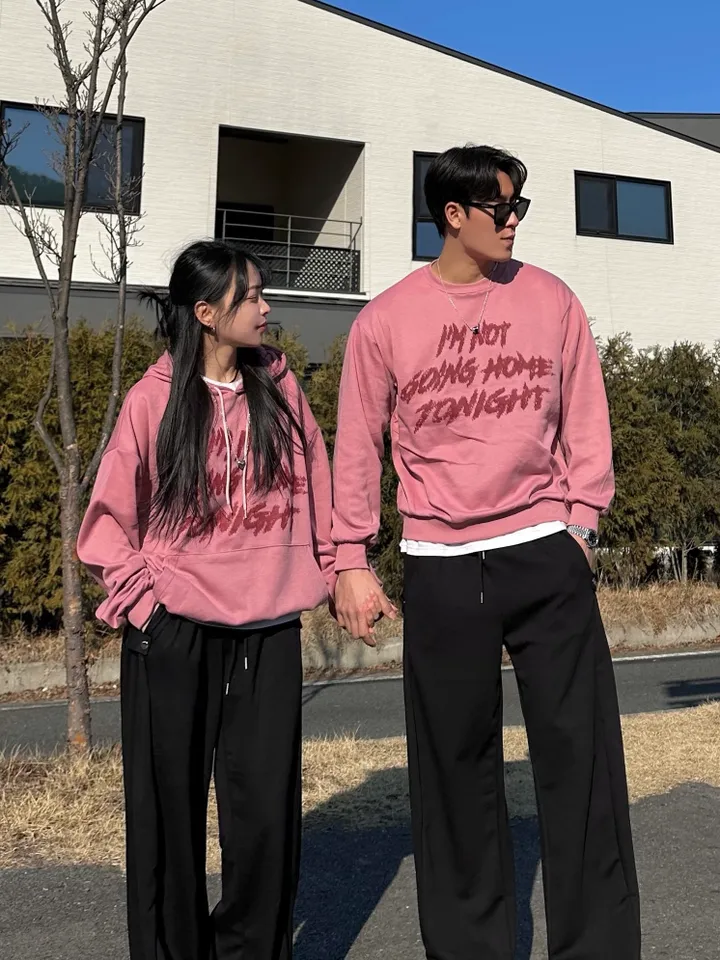 맨투맨 & 후드티 남녀공용 커플티 힙무드 스트릿 가을 겨울 봄 커플룩 시밀러룩 커플 코디 꾸안꾸 데이트룩 오버핏 루즈핏 아방핏 빅사이즈 남자 사이드스냅 벌룬 와이드 팬츠 상세 이미지 31