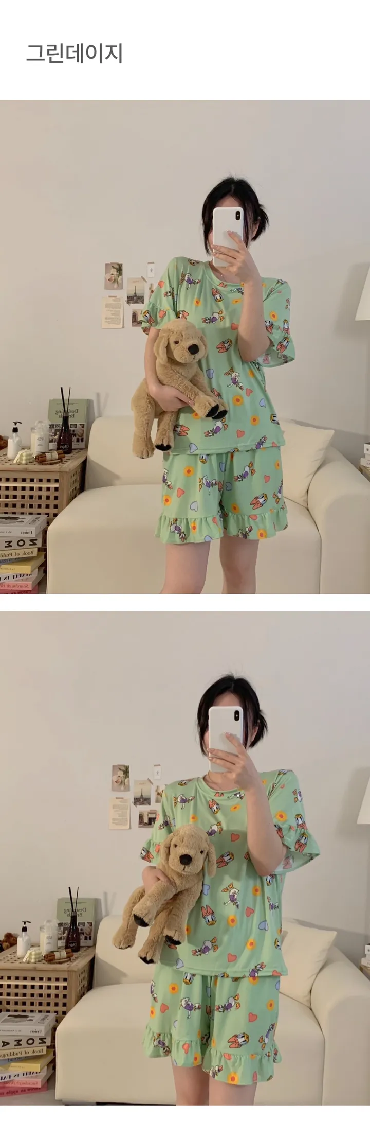 [디즈니정품] 치즈 디즈니 반팔 잠옷세트 빅사이즈 커플 여름 파자마 상세 이미지 9