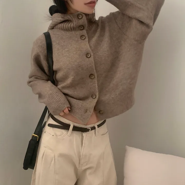 [부드러워요!/예쁨보장✨] 로아베 후드 버튼 하이넥 니트가디건 - 5color 상세 이미지 26