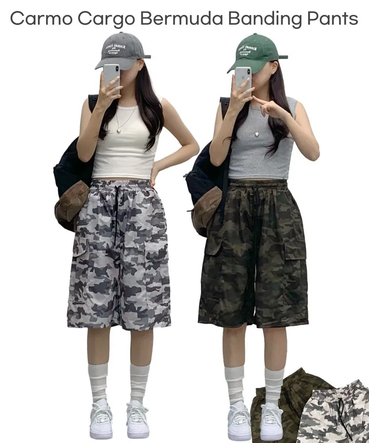 [카모버뮤다!/카고밴딩/5부기장] 카고 밴딩 하이웨스트 5부 버뮤다 숏팬츠 여름반바지 여름팬츠 상세 이미지 2