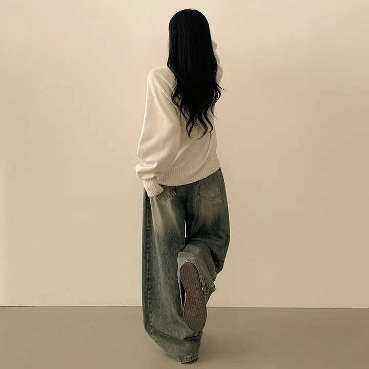 [얇은봄VER/리얼인생핏!] 여리여리~ 베이직 브이넥 나그랑 루즈핏 긴팔 봄니트 상세 이미지 13