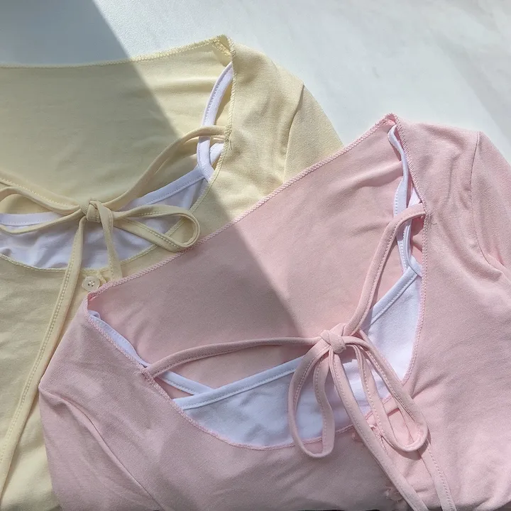 블러썸 데이트룩 러블리 청순 글램 레이어드 리본 스판 날씬핏 슬림 봄 가디건 세트 상세 이미지 12