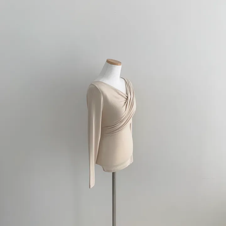 [🚀당일발송🚀]💗MADE💗 글램 촉촉 셔링 오프숄더 슬림 티셔츠 5color 상세 이미지 48