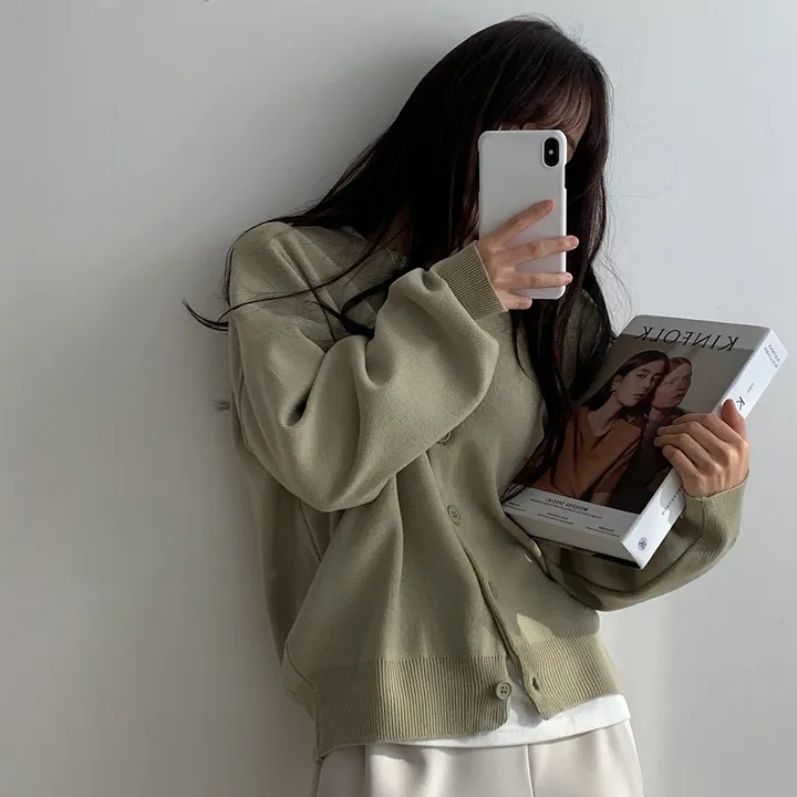 [ 데일리/무려~12컬러 ] 가을 겨울 포포 도톰 라운드 가디건 상세 이미지 26