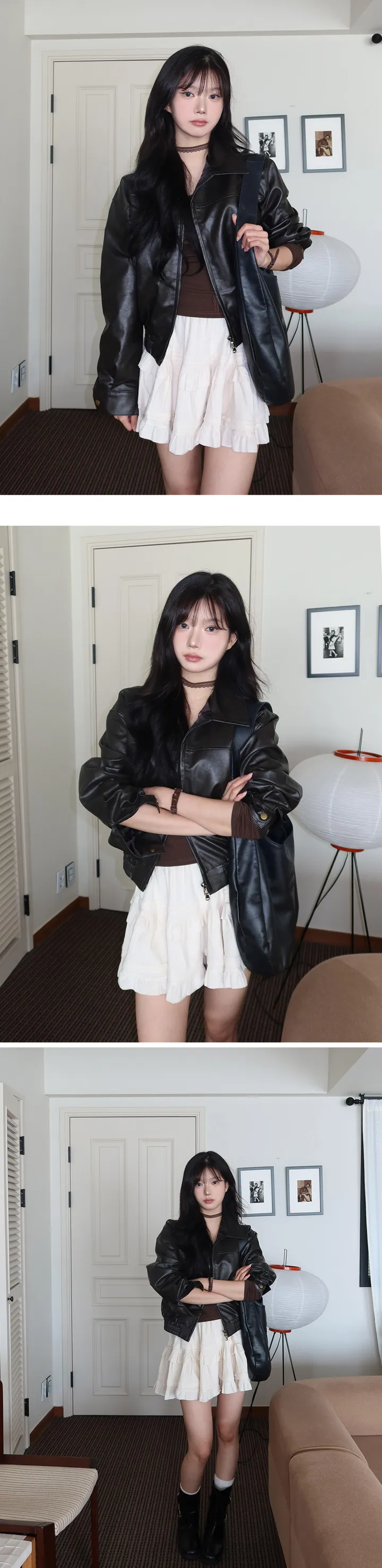 투엔 투웨이 집업 카라 레더 자켓 - 2color 상세 이미지 7