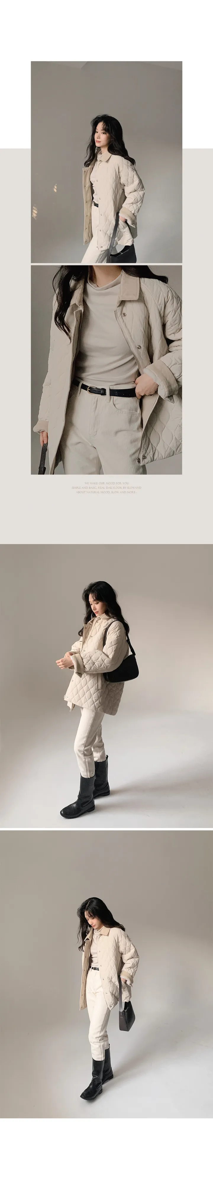 [🤎아우터] 매트 바버패딩 (4온스+플리스내피) - 3 color (SLOWMADE/자체제작/사이즈세분화/이중잠금/코듀로이/배색카라) 상세 이미지 19