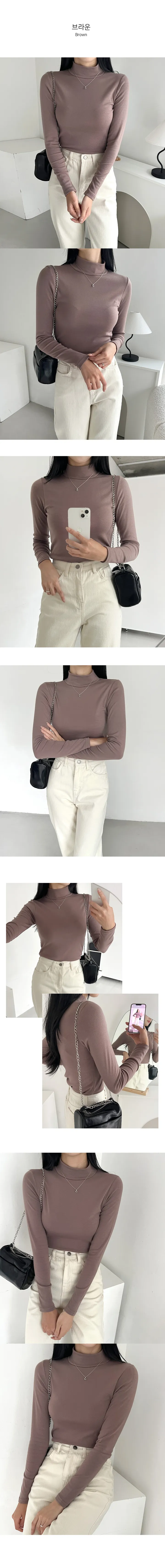 (반목/쫀쫀/후기인증) 속기모 반목티셔츠 긴팔 목폴라 7color 탄탄핏 하프넥 도톰 데일리템 상세 이미지 15