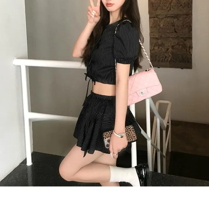 [은근섹시💘] SET! 제니 프론트 오픈 리본 블라우스 + 스커트 셋업💫 속바지내장/셋업/고퀄리티/데이트 휴양지룩 상세 이미지 7