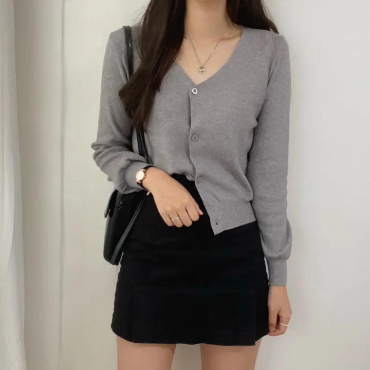 (데일리)소프트 기본 긴팔 니트 크롭 브이넥 가디건 5color 상세 이미지 39