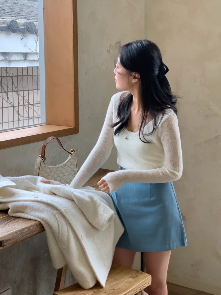 [울 40%][누빔안감] 페이버 부클 오버핏 하프 코트 하객룩 (3 color) 상세 이미지 19