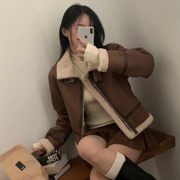 [이번주최저가!/🤎루즈핏] 샌드 양털 하이넥 크롭 무스탕 숏자켓 - 2color 상세 이미지 7