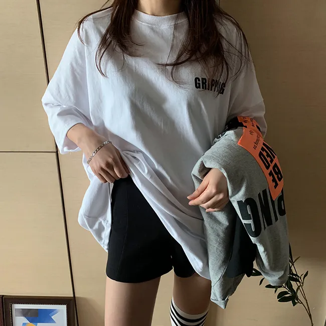 (🚀당일출발!/남여공용/빅사이즈) 루즈핏 오버 레터링 패치 반팔 티셔츠 3color 상세 이미지 3