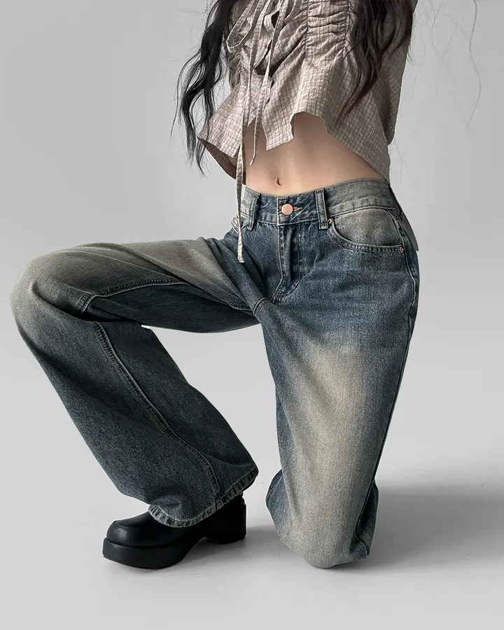 후브러쉬 빈티지 워싱 체형보정 세미 부츠컷 데님 팬츠 바지 상세 이미지 8