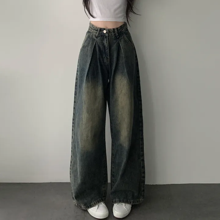 [인생핏/색감보장] 앞핀턱 빈티지 워싱 와이드 롱 데님 팬츠 청바지 상세 이미지 6