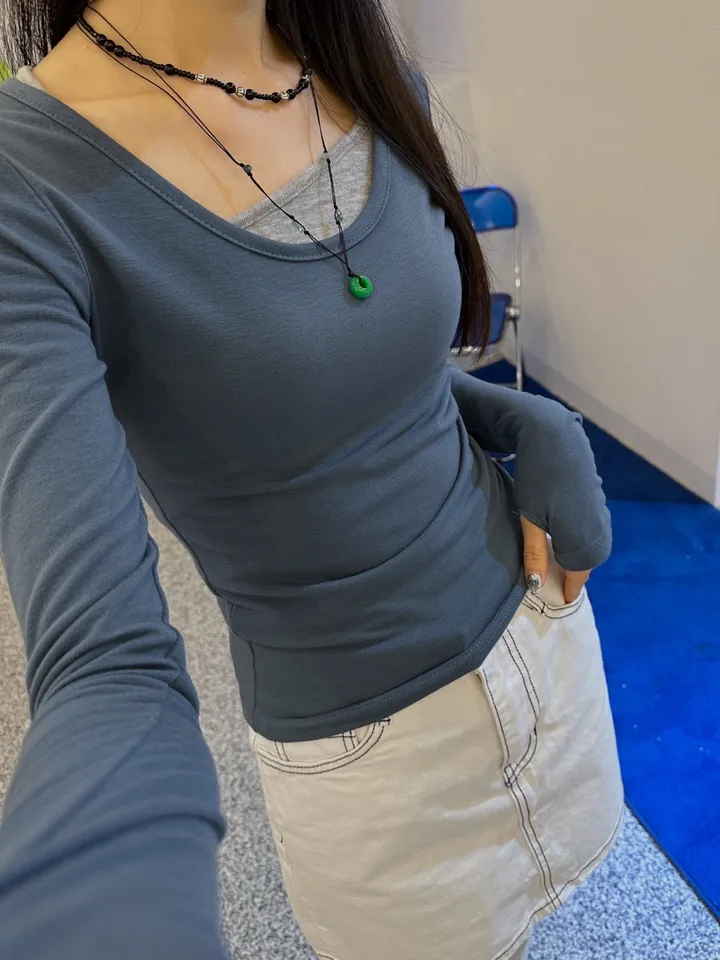*라인대박 착붙 쫀쫀 스판 유넥 워머 데일리 긴팔 티셔츠 상세 이미지 10