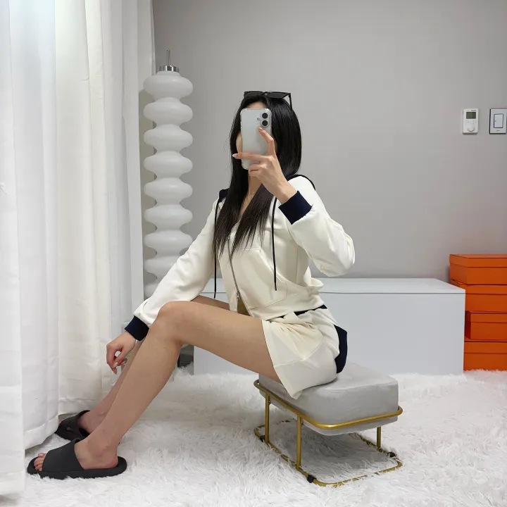 *꾸안꾸, 원단최고* 투웨이 배색 후드집업 반바지 트레이닝 세트 투피스 상세 이미지 16
